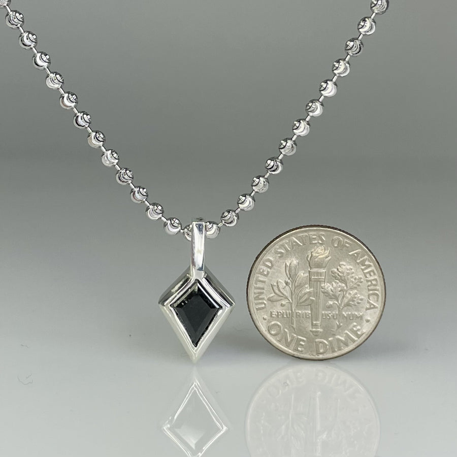 Sterling Silver Lozenge Black Diamond Necklace 0.98ct