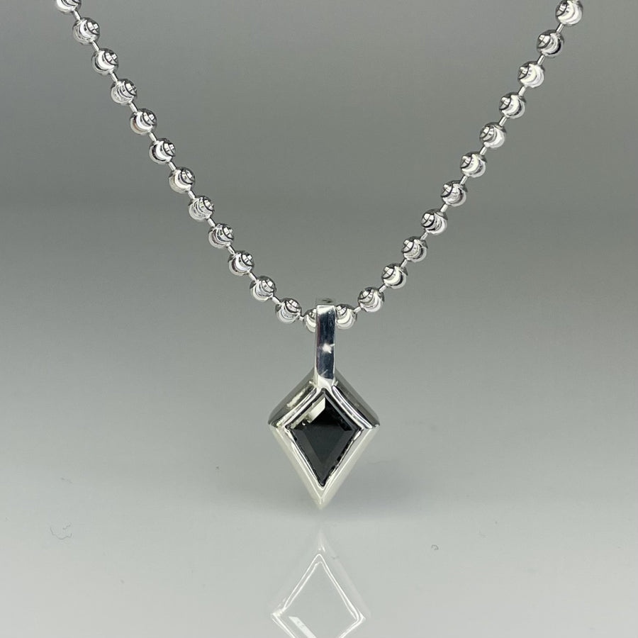 Sterling Silver Lozenge Black Diamond Necklace 0.98ct