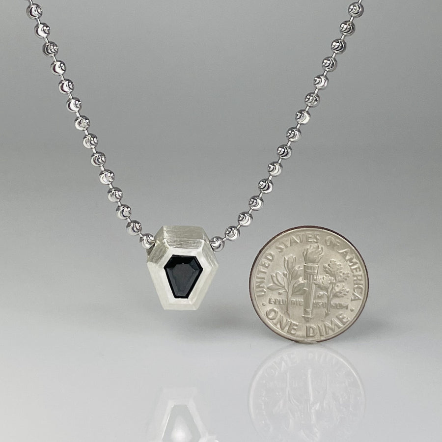 Sterling Silver Coffin Black Diamond Necklace 1.52ct