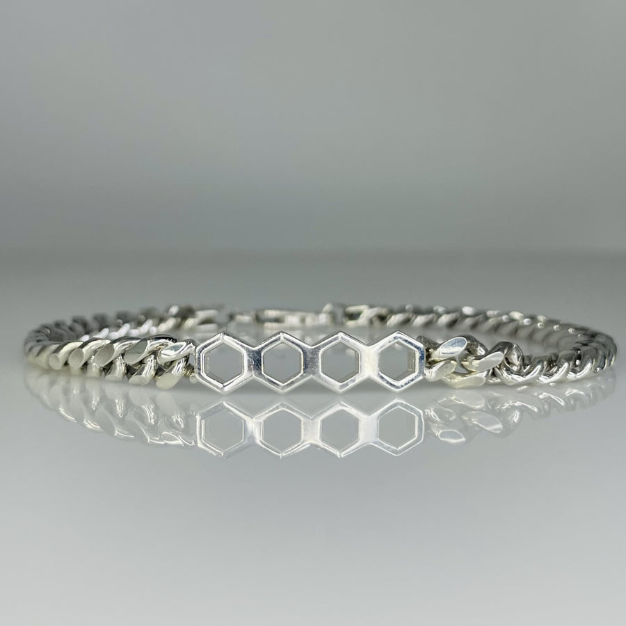 Sterling Silver Honeycomb Chain Bracelet