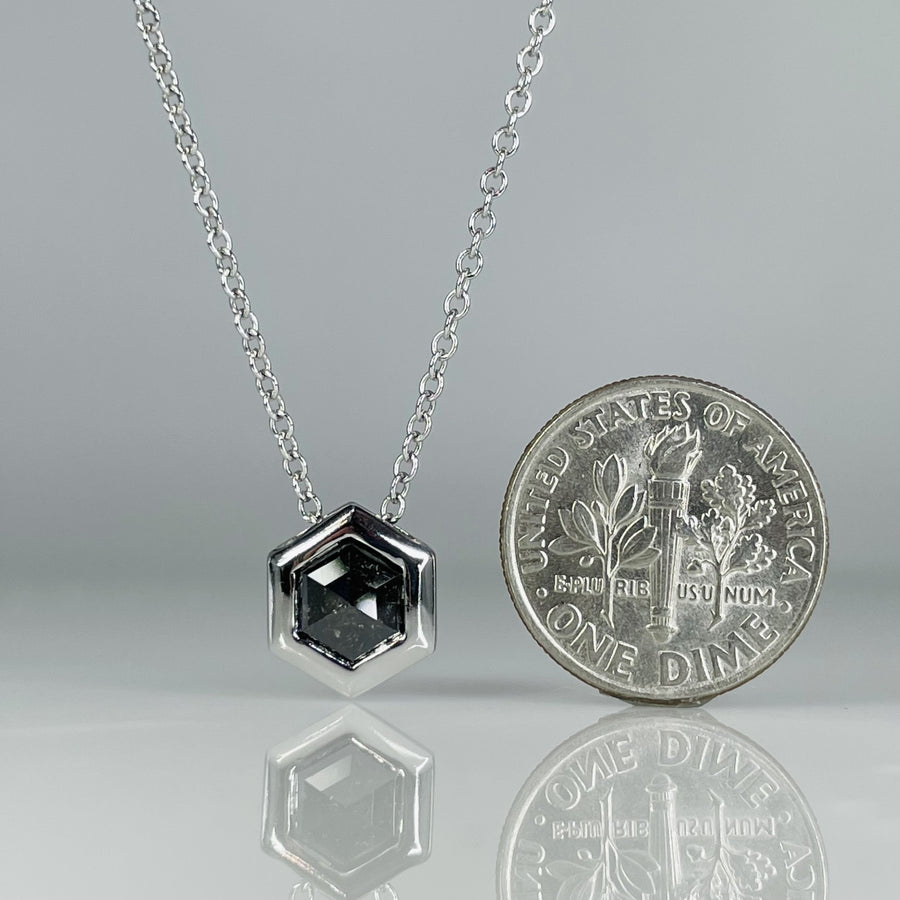 14K White Gold Black Diamond Necklace 0.95ct