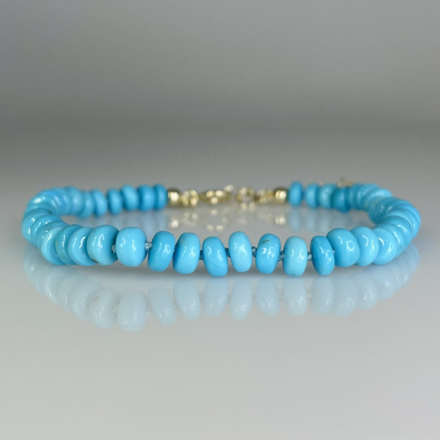 14K Yellow Gold Kingman Turquoise Bracelet 5mm