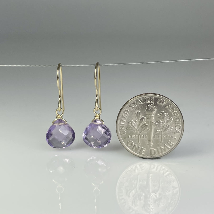 Pink Amethyst Drop Earrings 8mm