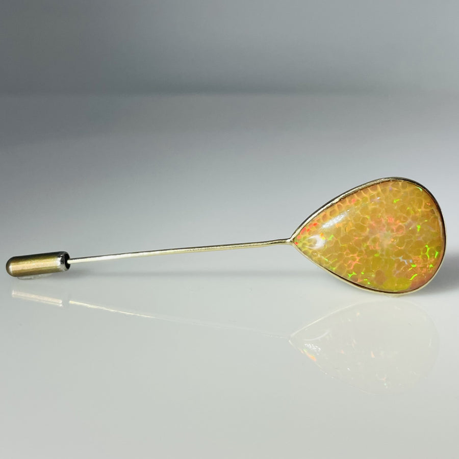 14K Yellow Gold Ethiopian Opal Lapel Pin 13.96ct