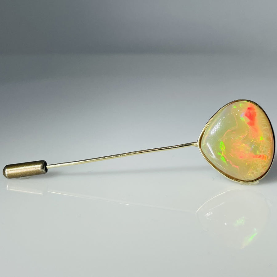 14K Yellow Gold Ethiopian Opal Lapel Pin 11.90ct