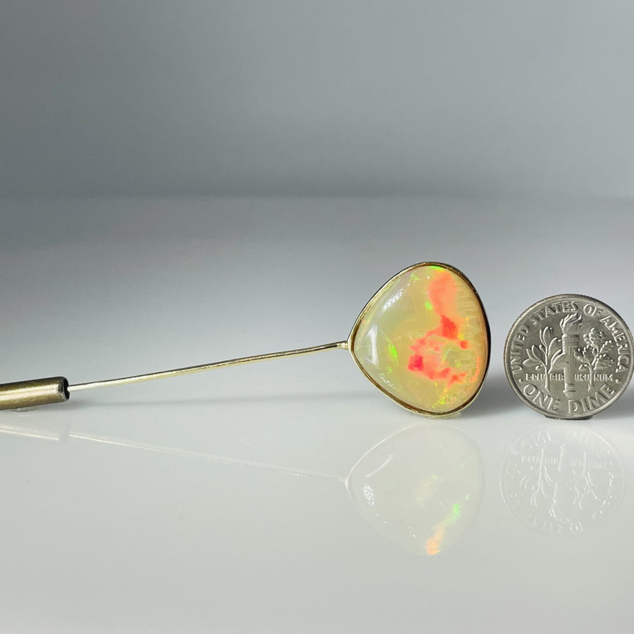14K Yellow Gold Ethiopian Opal Lapel Pin 11.90ct