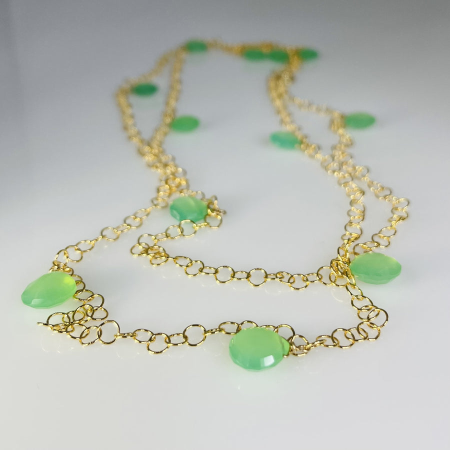 Green Chalcedony Long Necklace