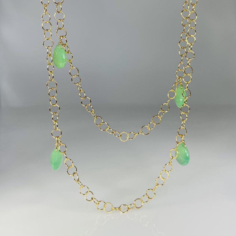Green Chalcedony Long Necklace