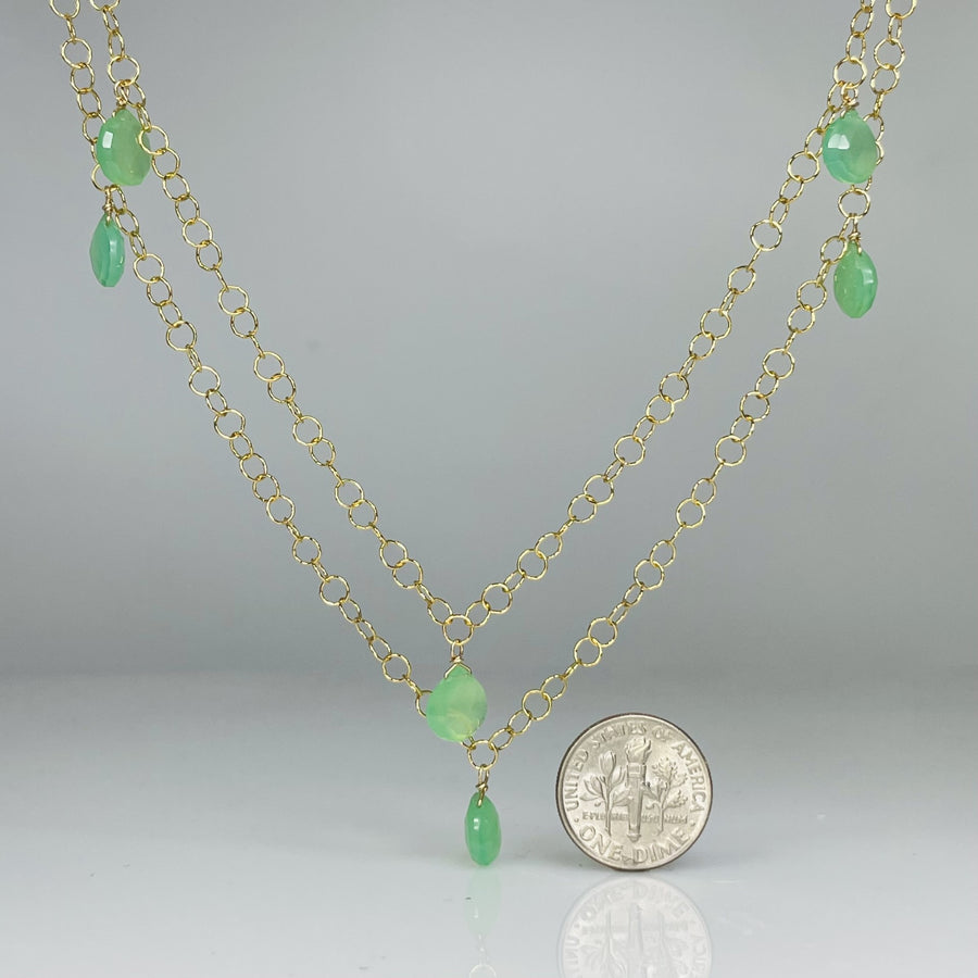 Green Chalcedony Long Necklace