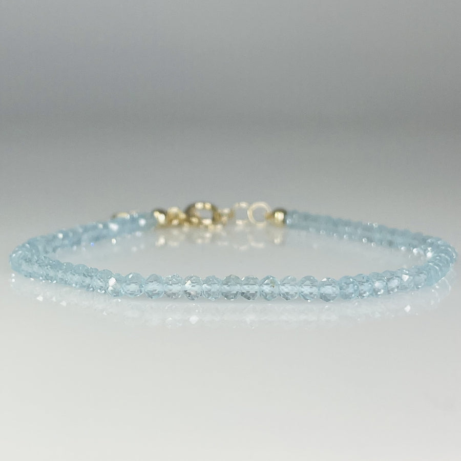 14K Yellow Gold Blue Topaz Beaded Bracelet