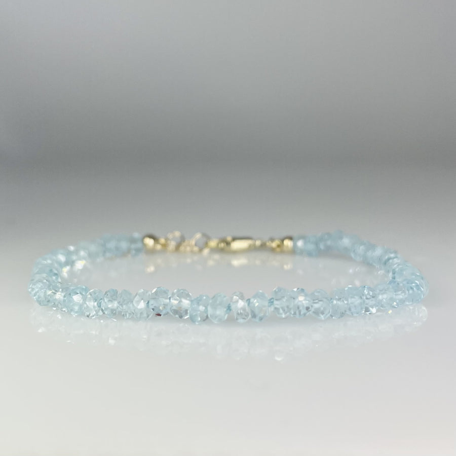 14K Yellow Gold Aquamarine Beaded Bracelet