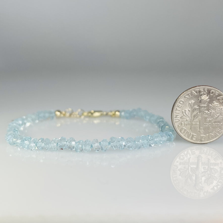 14K Yellow Gold Aquamarine Beaded Bracelet