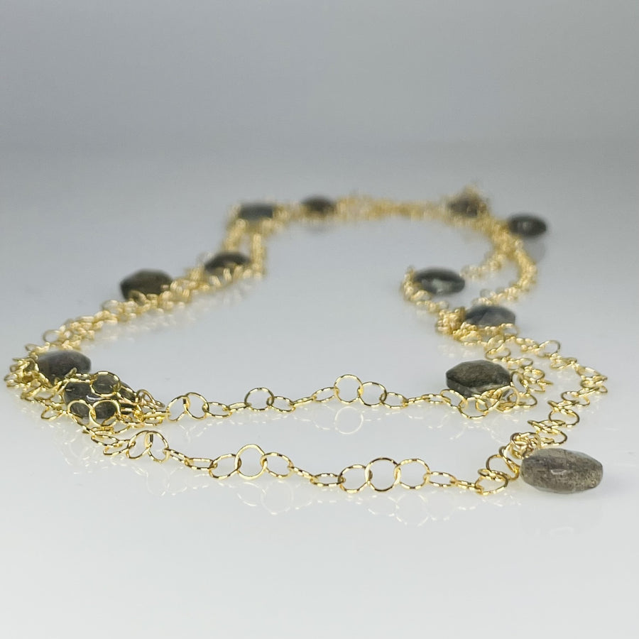 Labradorite Long Necklace 4x8mm