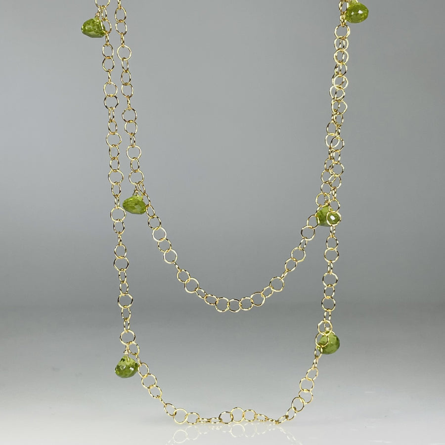 Peridot Long Necklace 6x6mm