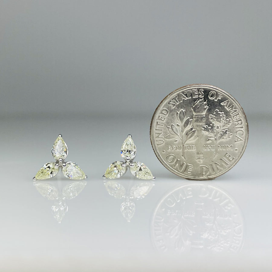 14K White Gold Diamond Flower Stud Earrings 0.87ct