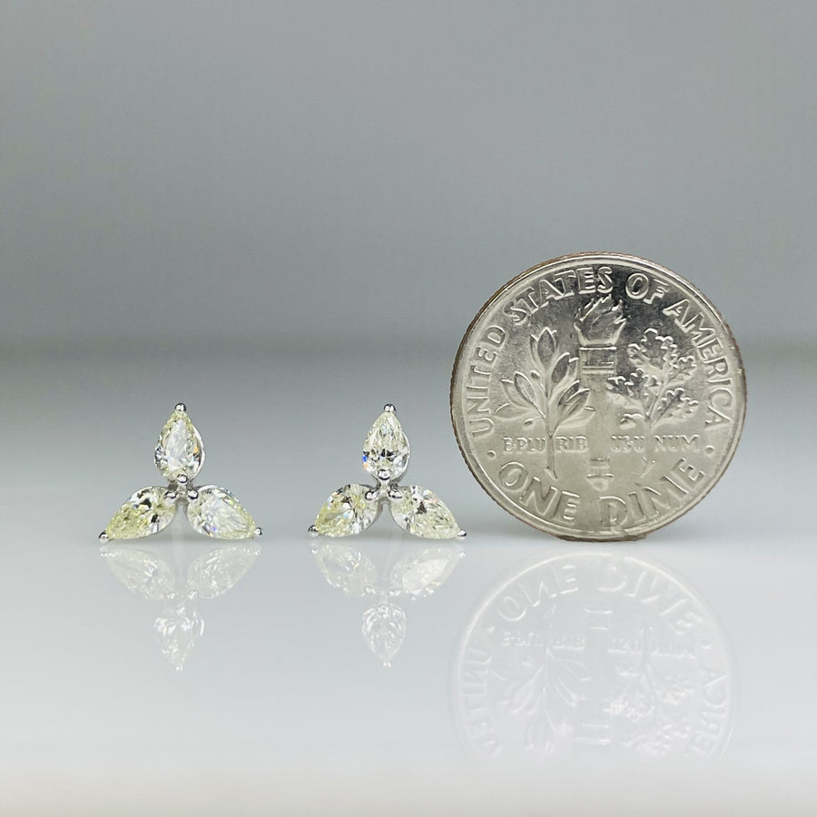 14K White Gold Diamond Flower Stud Earrings 0.87ct