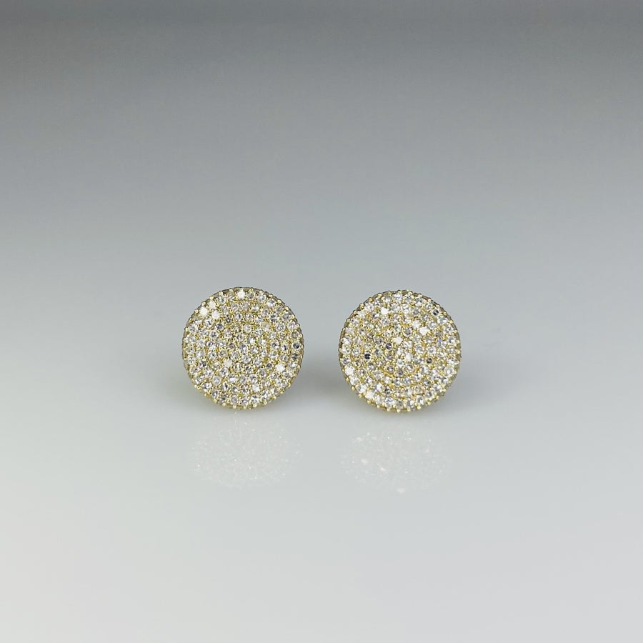 14K Yellow Gold Disc Stud Earrings 1.0ct