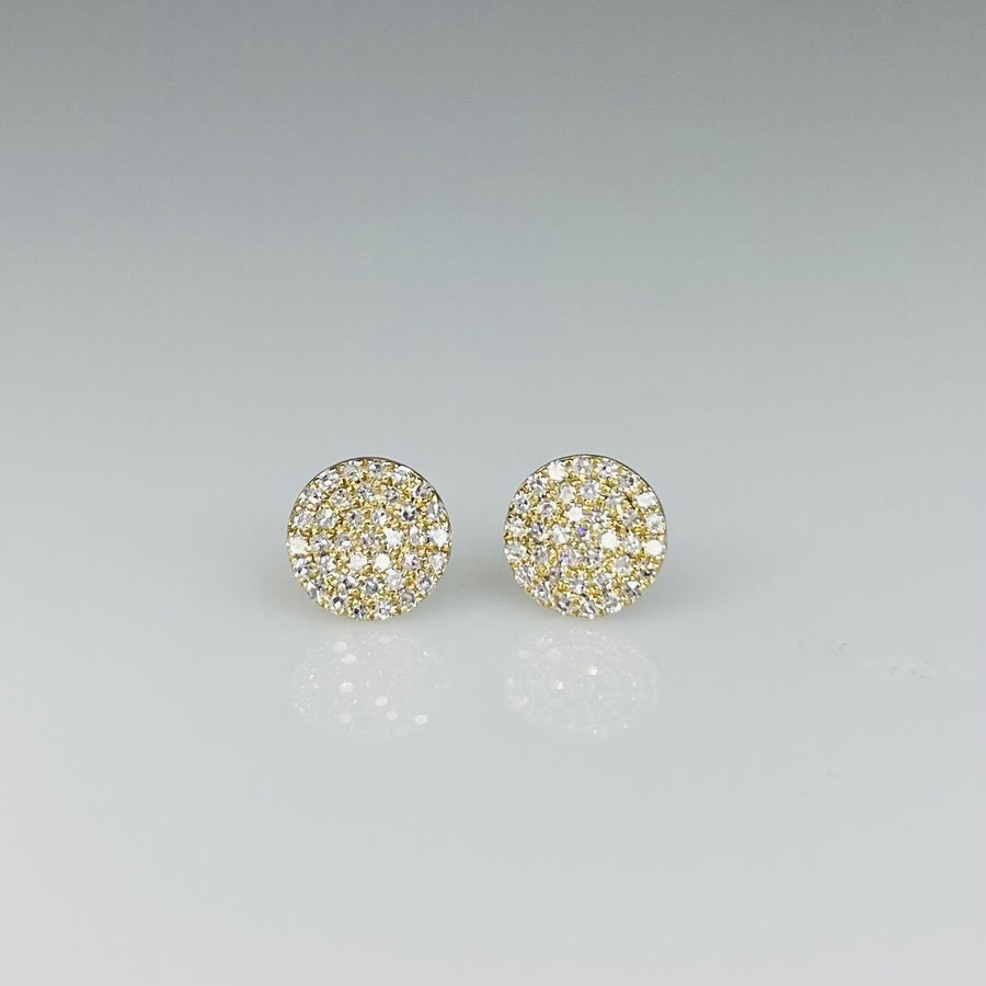 14K Yellow Gold Diamond Disc Stud Earrings 0.25ct