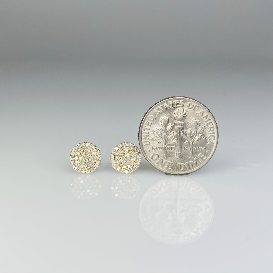 14K Yellow Gold Diamond Disc Stud Earrings 0.25ct