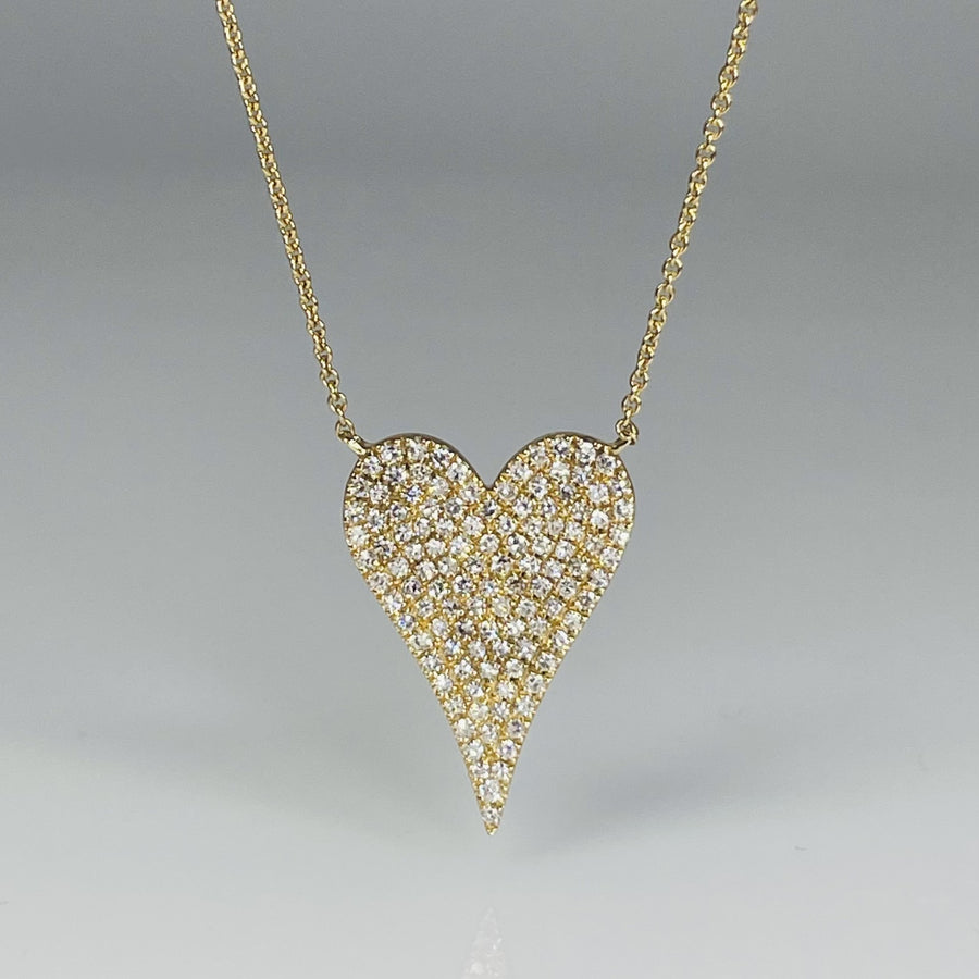 14K Yellow Gold Diamond Heart Necklace 0.37ct