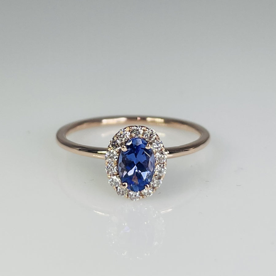 14K Rose Gold Tanzanite and Diamond Ring 0.53/0.15ct