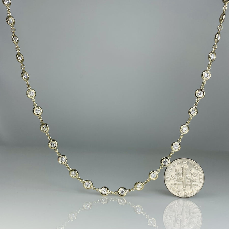 14K Yellow Gold Diamond Bezel Necklace 2.69ct
