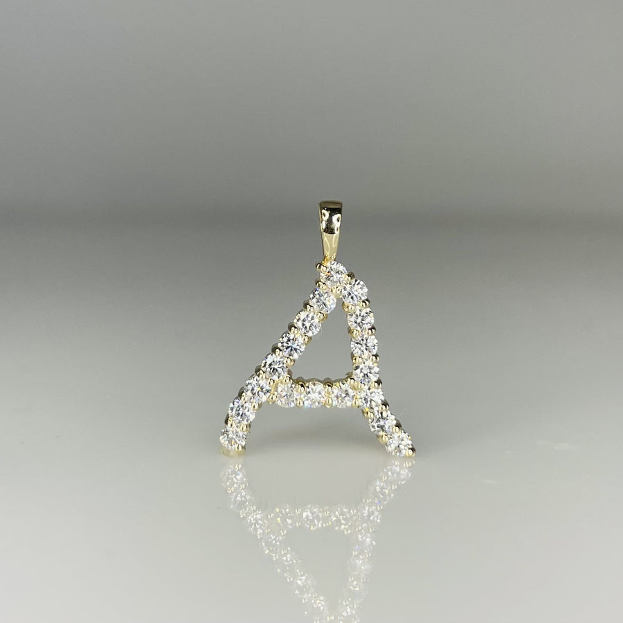 14K Yellow Gold Diamond Initial Pendant