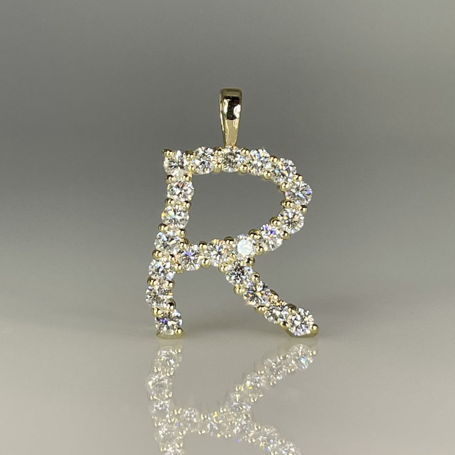14K Yellow Gold Diamond Initial Pendant
