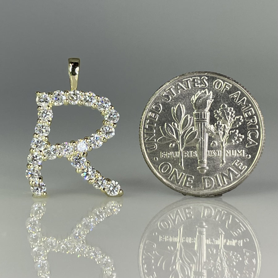 14K Yellow Gold Diamond Initial Pendant