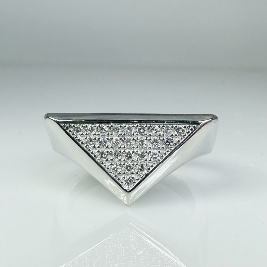 14K White Gold Diamond Triangle Ring 0.25ct