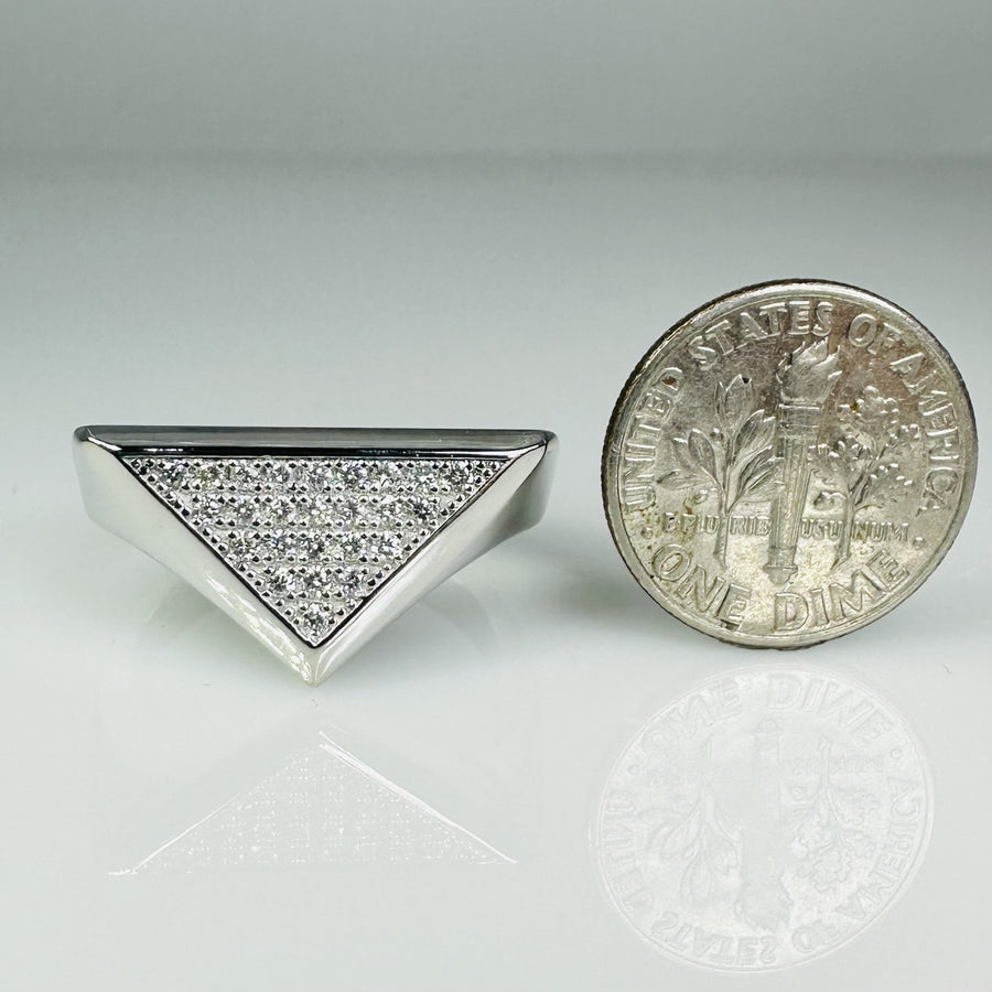 14K White Gold Diamond Triangle Ring 0.25ct