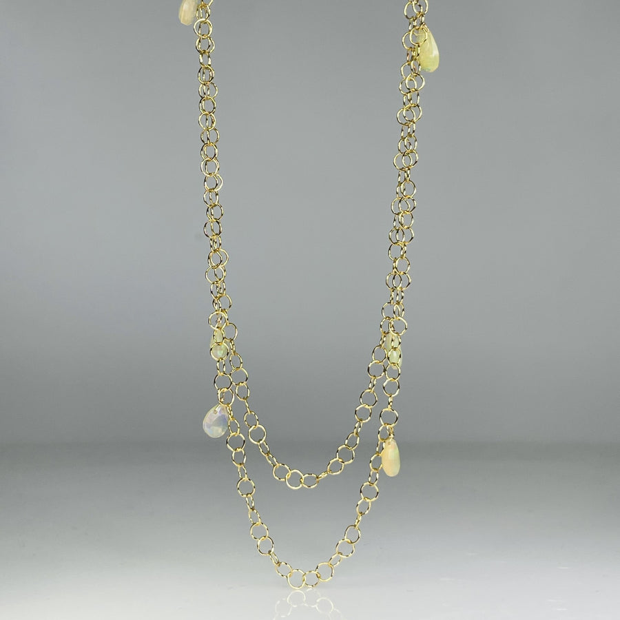Ethiopian Opal Long Necklace 4x7mm