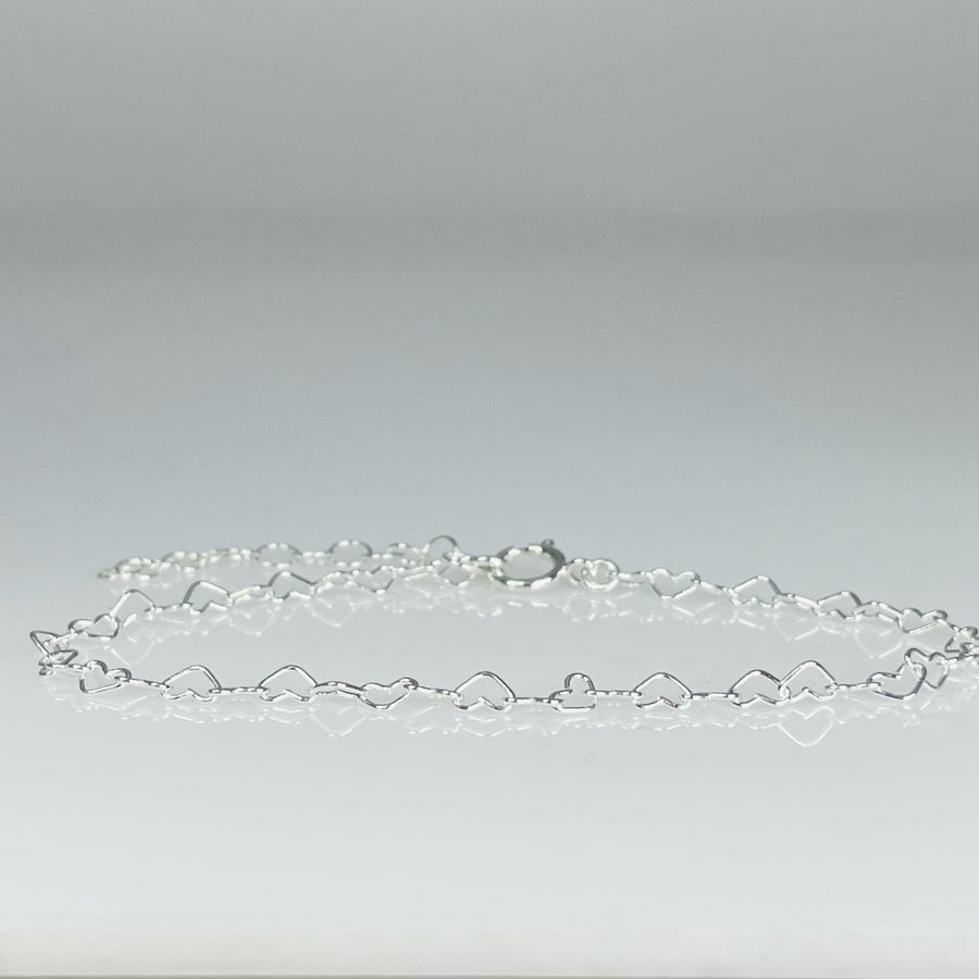 Sterling Silver Heart Chain Bracelet 3.7mm