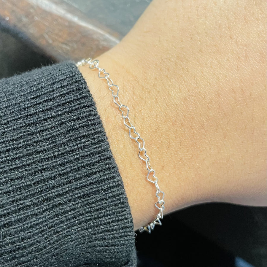 Sterling Silver Heart Chain Bracelet 3.7mm