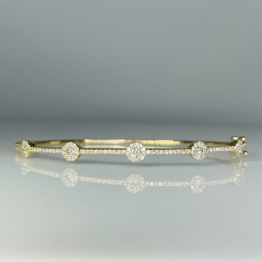14K Yellow Gold Diamond Station Bangle 0.58ct