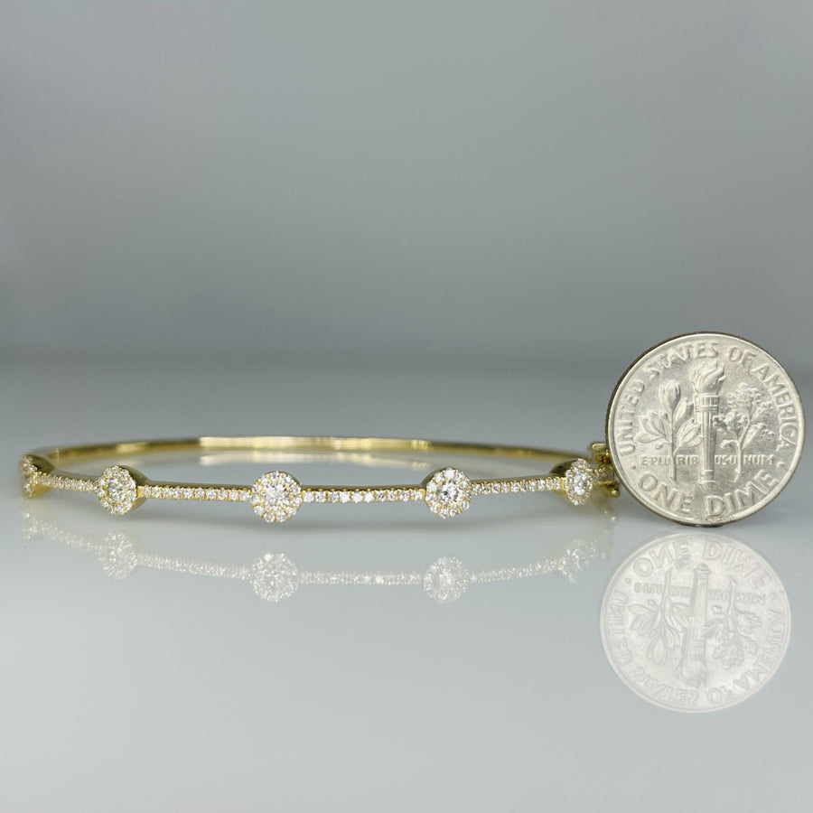 14K Yellow Gold Diamond Station Bangle 0.58ct