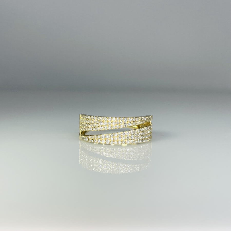 14K Yellow Gold Pave Diamond Sliced Band 0.40ct