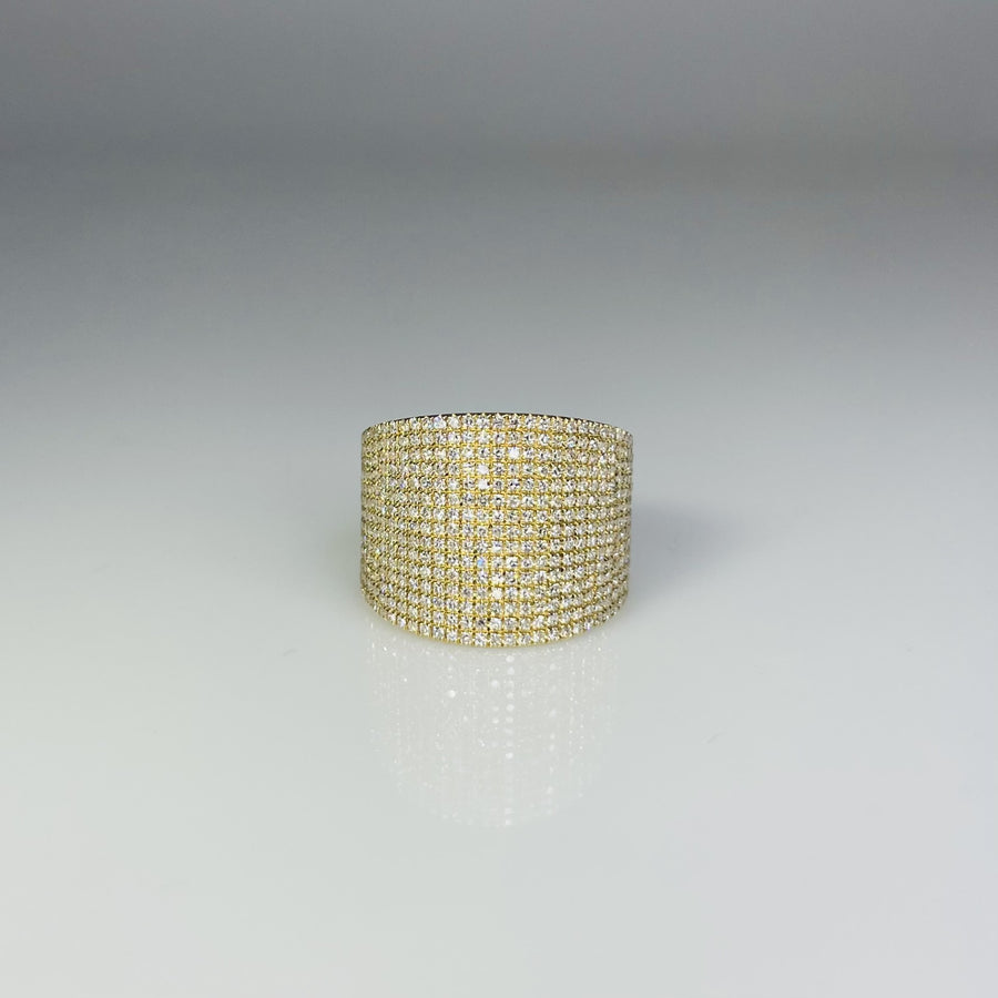 14K Yellow Gold Pave Diamond Ring 1.10 ct
