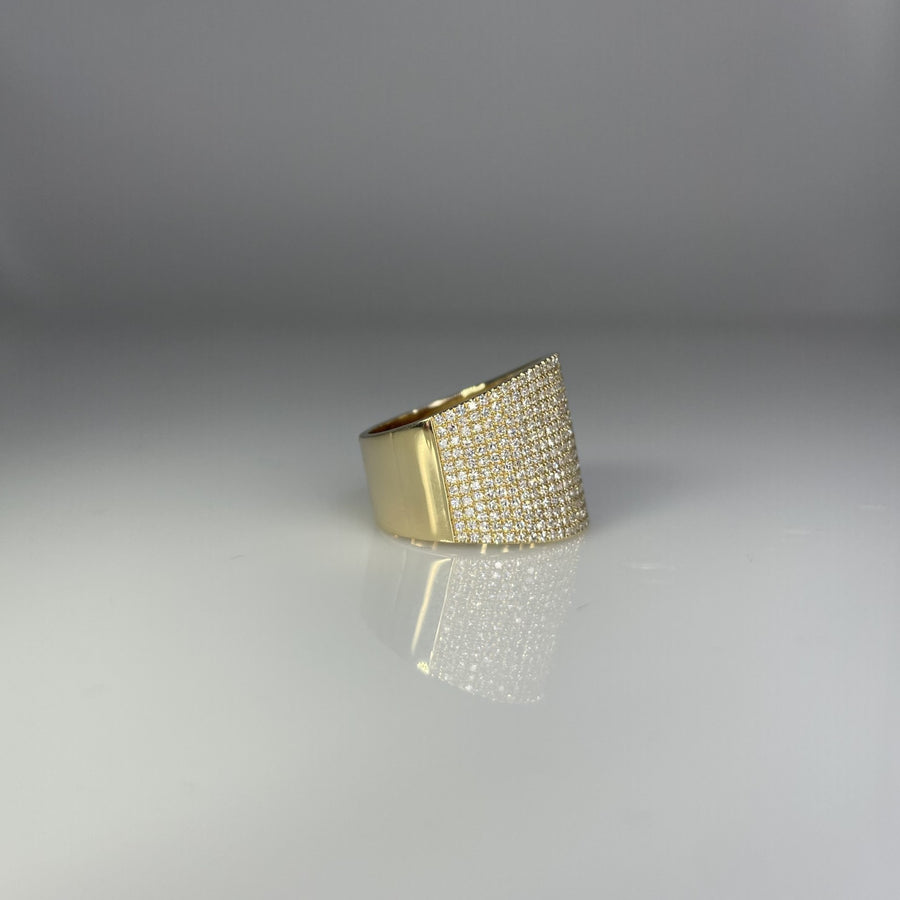 14K Yellow Gold Pave Diamond Ring 1.10 ct