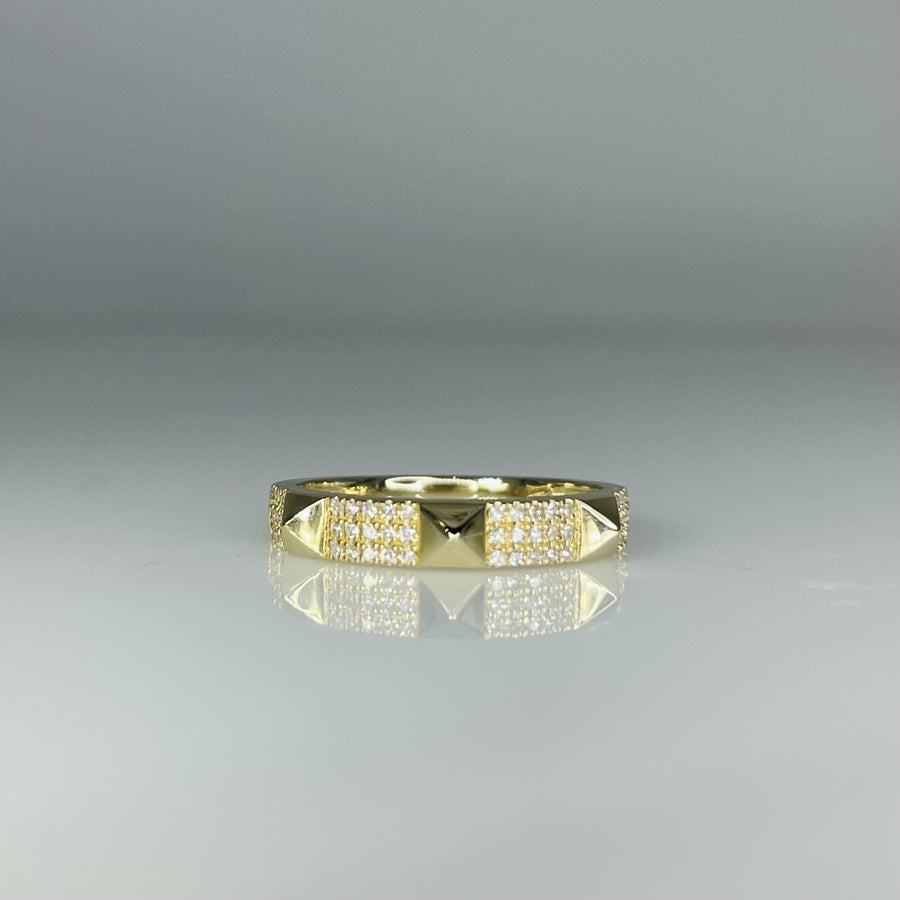 14K Yellow Gold Diamond Pyramid Ring 0.11ct