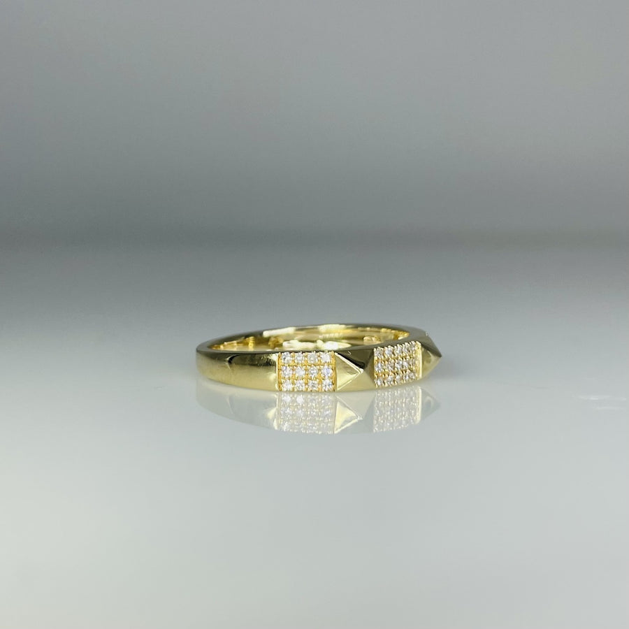14K Yellow Gold Diamond Pyramid Ring 0.11ct