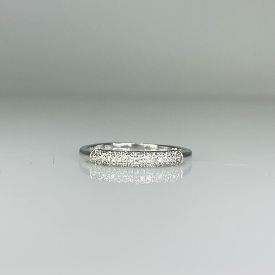 14K White gold Pave Diamond Ring 0.18ct