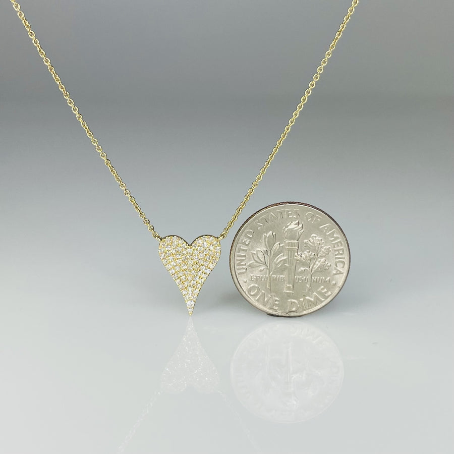 14K Yellow Gold Diamond Heart Necklace 0.16ct