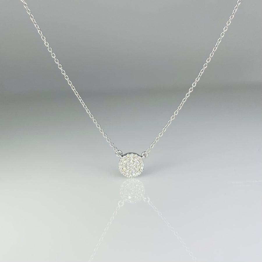 14K White Gold Diamond Disc Necklace 0.11ct