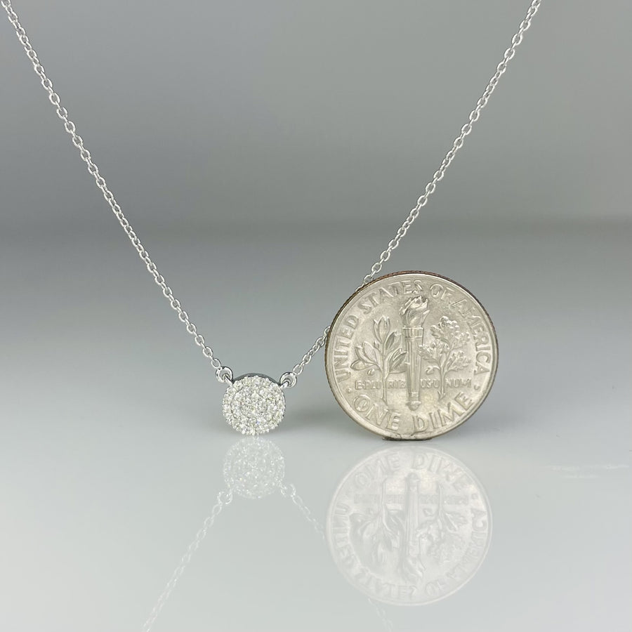 14K White Gold Diamond Disc Necklace 0.11ct