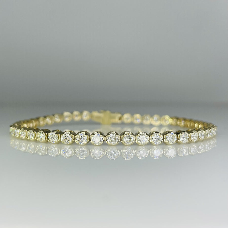 14K Yellow Gold Diamond Tennis Bracelet 4.04ct