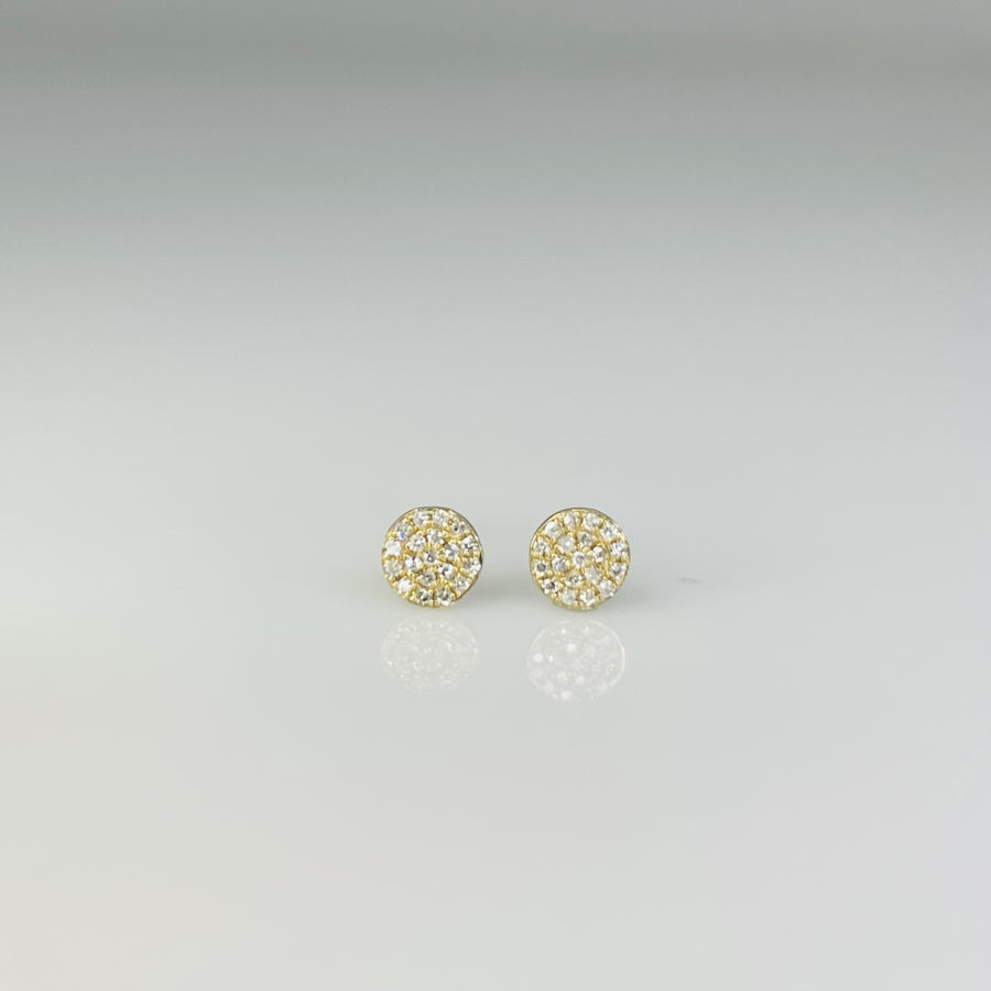 14K Yellow Gold Diamond Disc Earrings 5mm 0.12ct