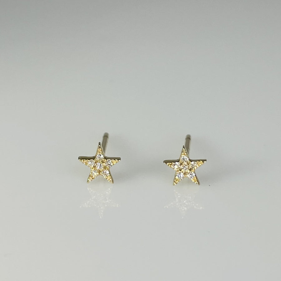 14K Yellow Gold Star Diamond Studs 0.03ct