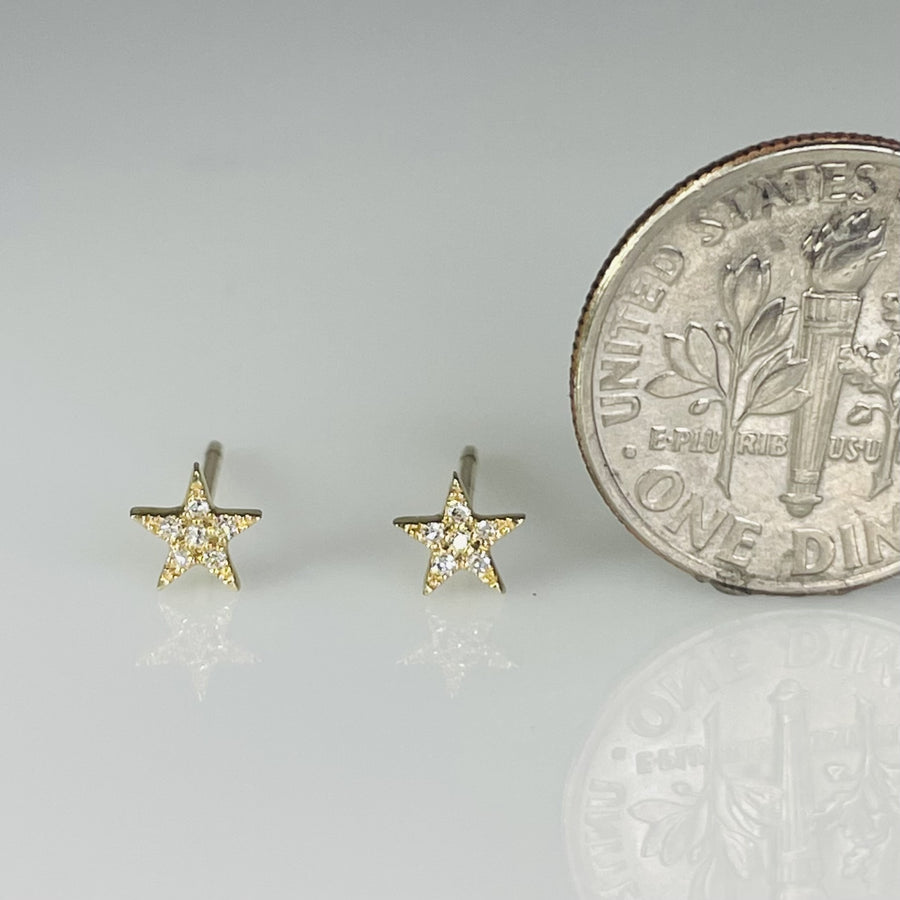 14K Yellow Gold Star Diamond Studs 0.03ct