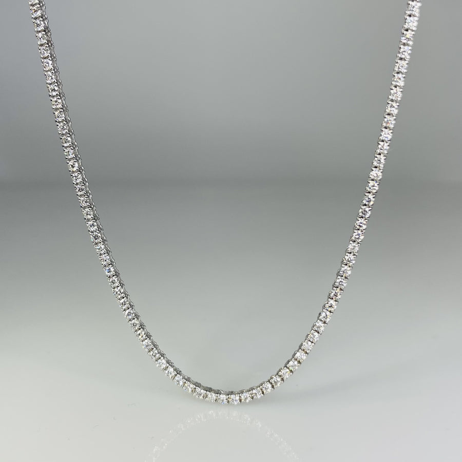 14K White Gold Diamond Tennis Necklace 3.30-3.70ct